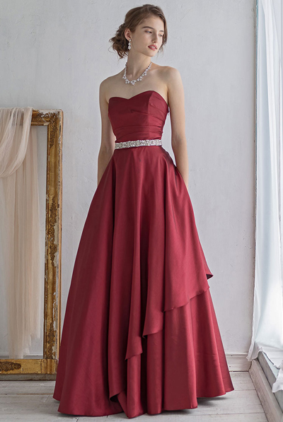 シャンタンアシンメトリースカートドレス